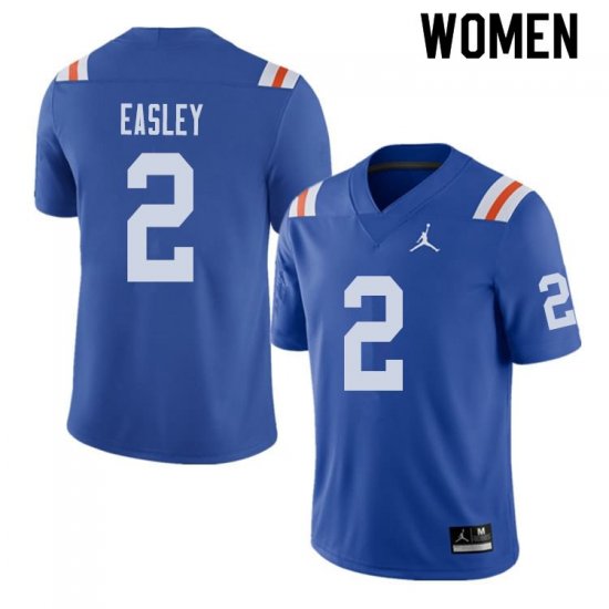 Women's Florida Gators #2 Dominique Easley NCAA Jordan Brand Royal Throwback Alternate Authentic Stitched College Football Jersey BNH3262TW